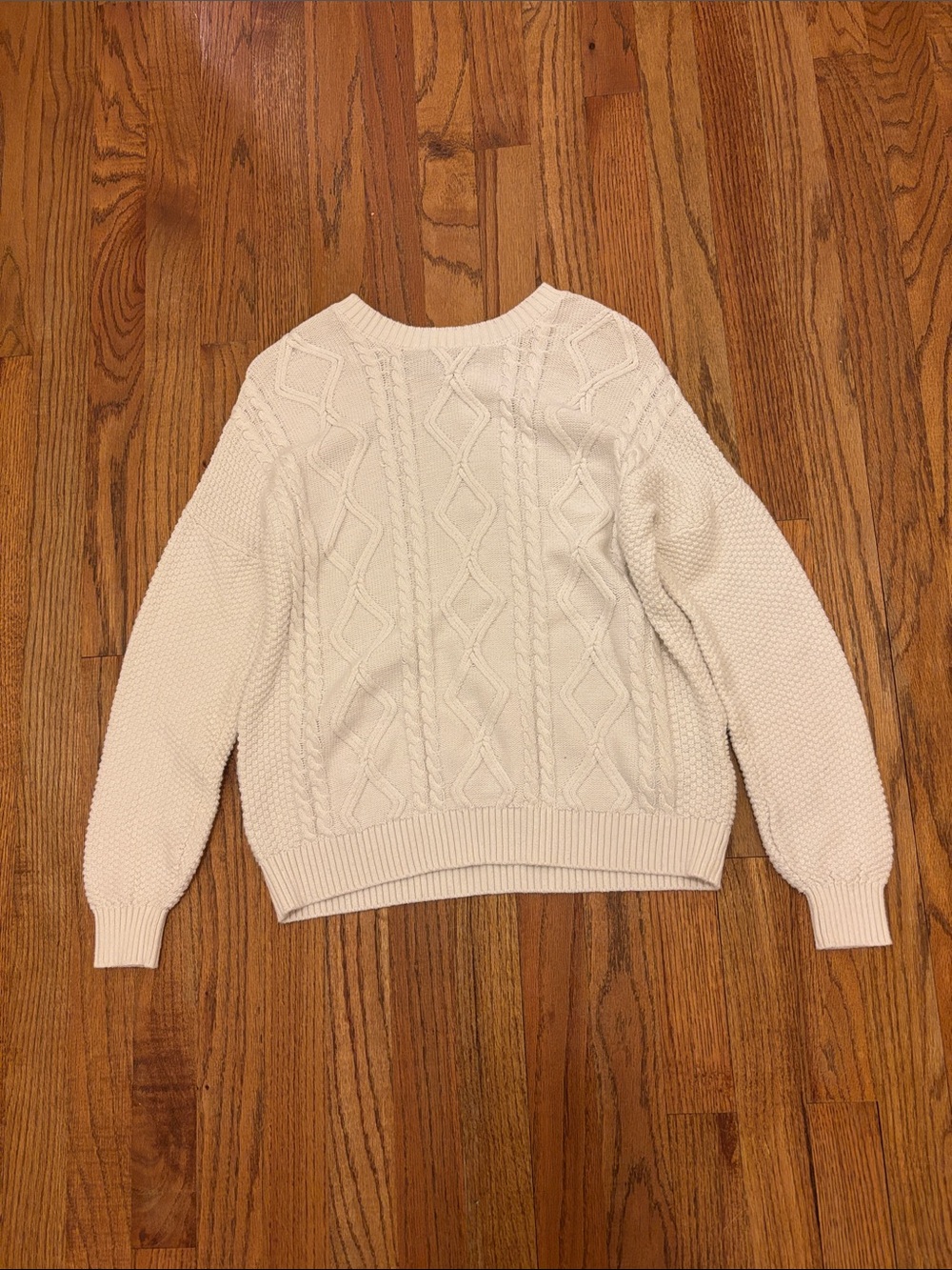 Women's White Cable Knit Sweater